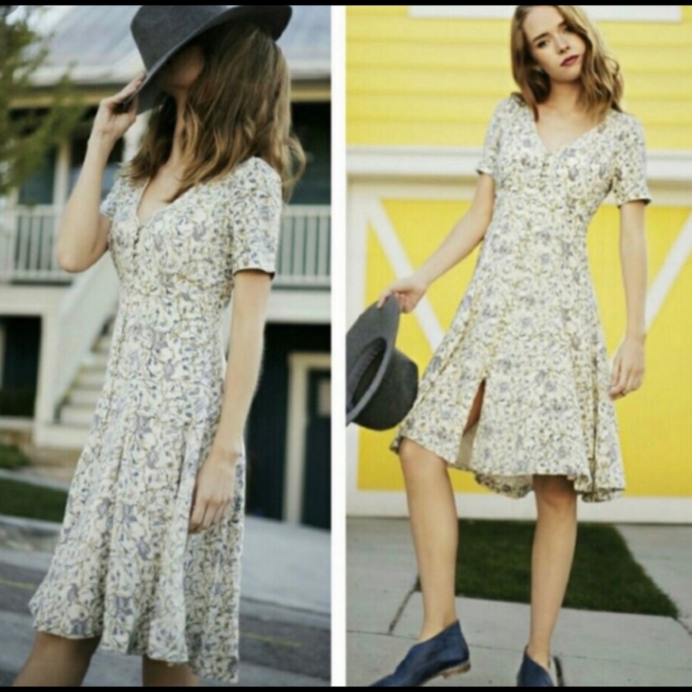FREE PEOPLE FLORAL COLLARED MINI DRESS